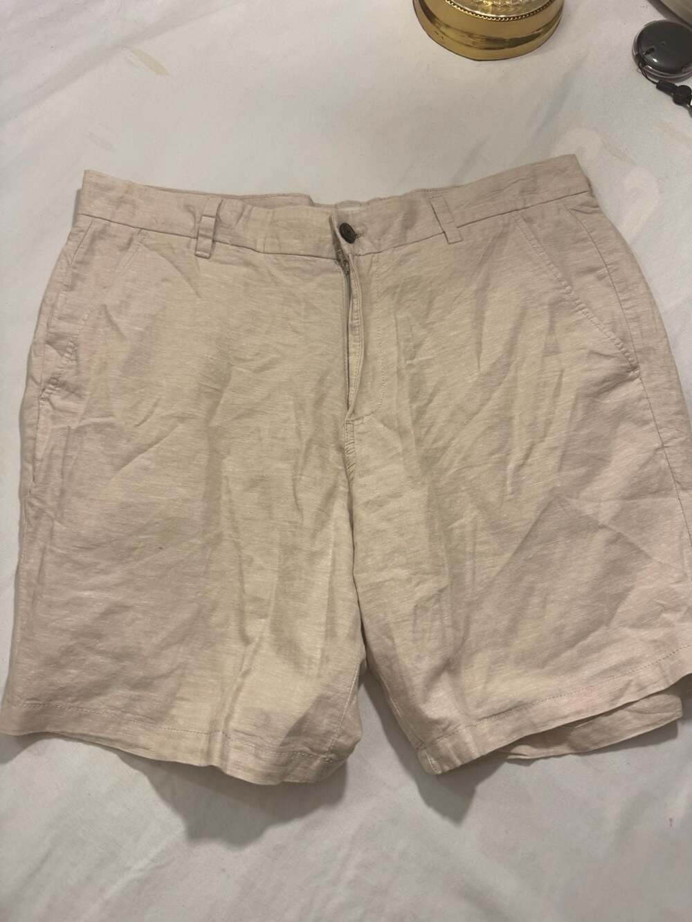 Jack & Jones Pants Studio Linen Blend Shorts Beige xl - Picture 1 of 8